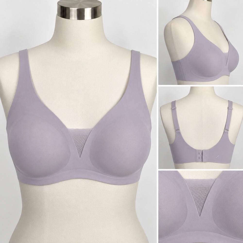 Knix Shadow Mesh T-Shirt Bra Orchid Wireless Stretch Stretchy Womens L NWT
